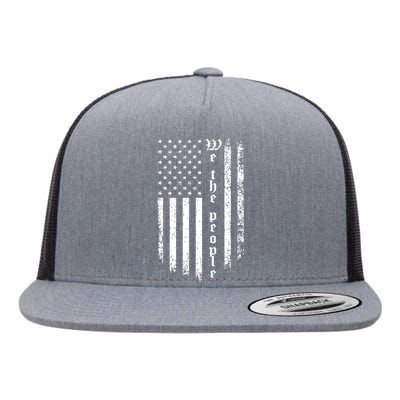 Patriotic Grunge Art Flat Bill Trucker Hat