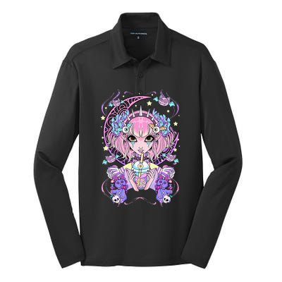 Pastel Goth Anime Silk Touch Performance Long Sleeve Polo