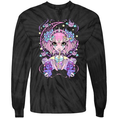 Pastel Goth Anime Tie-Dye Long Sleeve Shirt