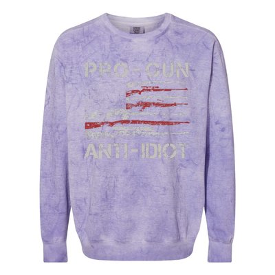 Pro Gun Anti Idiot Vintage Usa Flag 2nd Amendment Colorblast Crewneck Sweatshirt