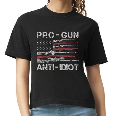 Pro Gun Anti Idiot Vintage Usa Flag 2nd Amendment Comfort Colors Boxy T-Shirt