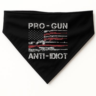 Pro Gun Anti Idiot Vintage Usa Flag 2nd Amendment USA-Made Doggie Bandana