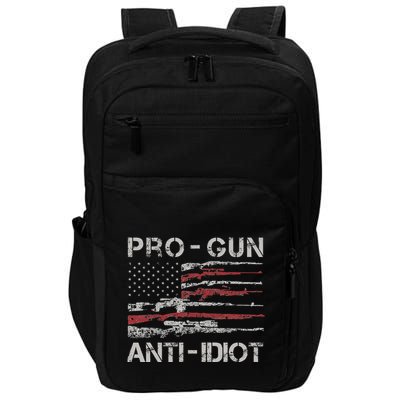 Pro Gun Anti Idiot Vintage Usa Flag 2nd Amendment Impact Tech Backpack