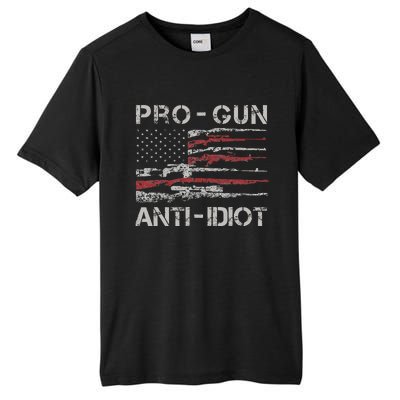 Pro Gun Anti Idiot Vintage Usa Flag 2nd Amendment Tall Fusion ChromaSoft Performance T-Shirt