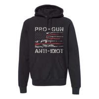 Pro Gun Anti Idiot Vintage Usa Flag 2nd Amendment Premium Hoodie