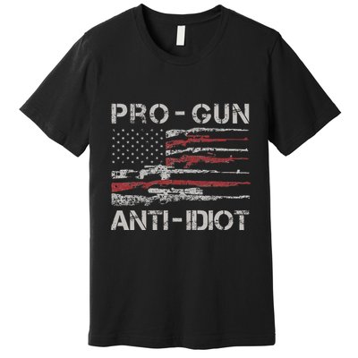 Pro Gun Anti Idiot Vintage Usa Flag 2nd Amendment Premium T-Shirt
