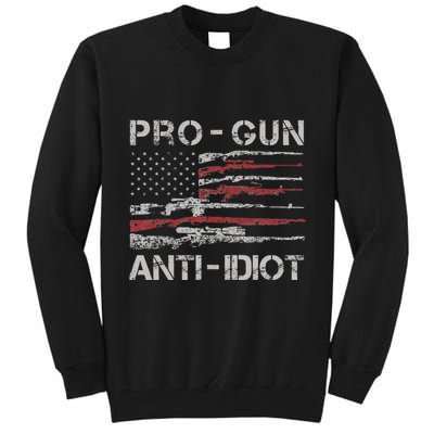 Pro Gun Anti Idiot Vintage Usa Flag 2nd Amendment Tall Sweatshirt