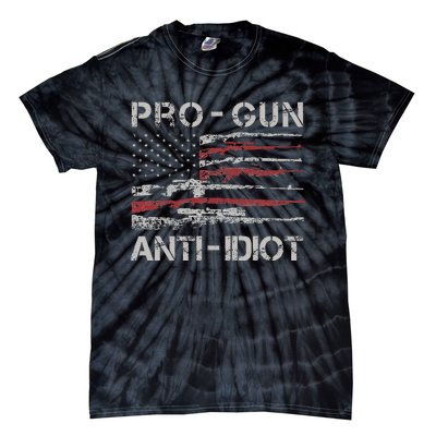 Pro Gun Anti Idiot Vintage Usa Flag 2nd Amendment Tie-Dye T-Shirt