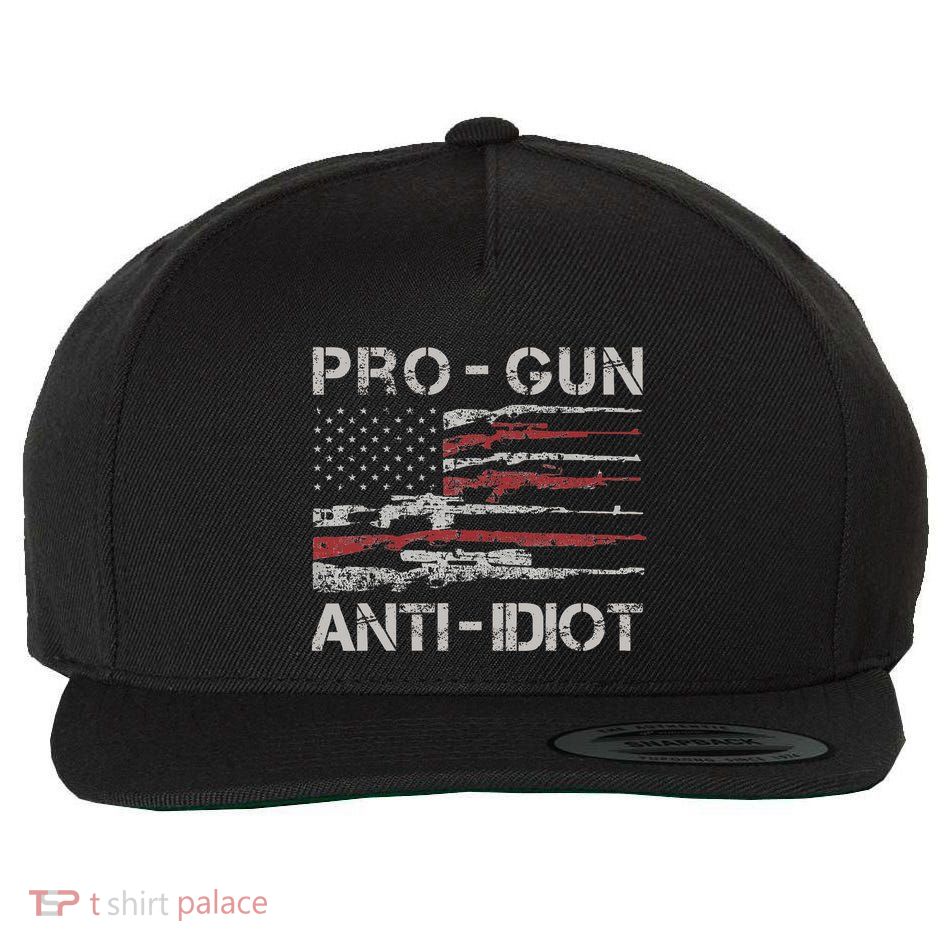 Pro Gun Anti Idiot Vintage Usa Flag 2nd Amendment Wool Snapback Cap