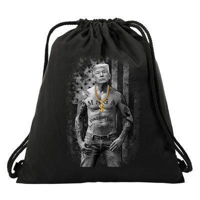 Patriotic Gangster Anti Liberal Pro Trump Republican Gifts Drawstring Bag