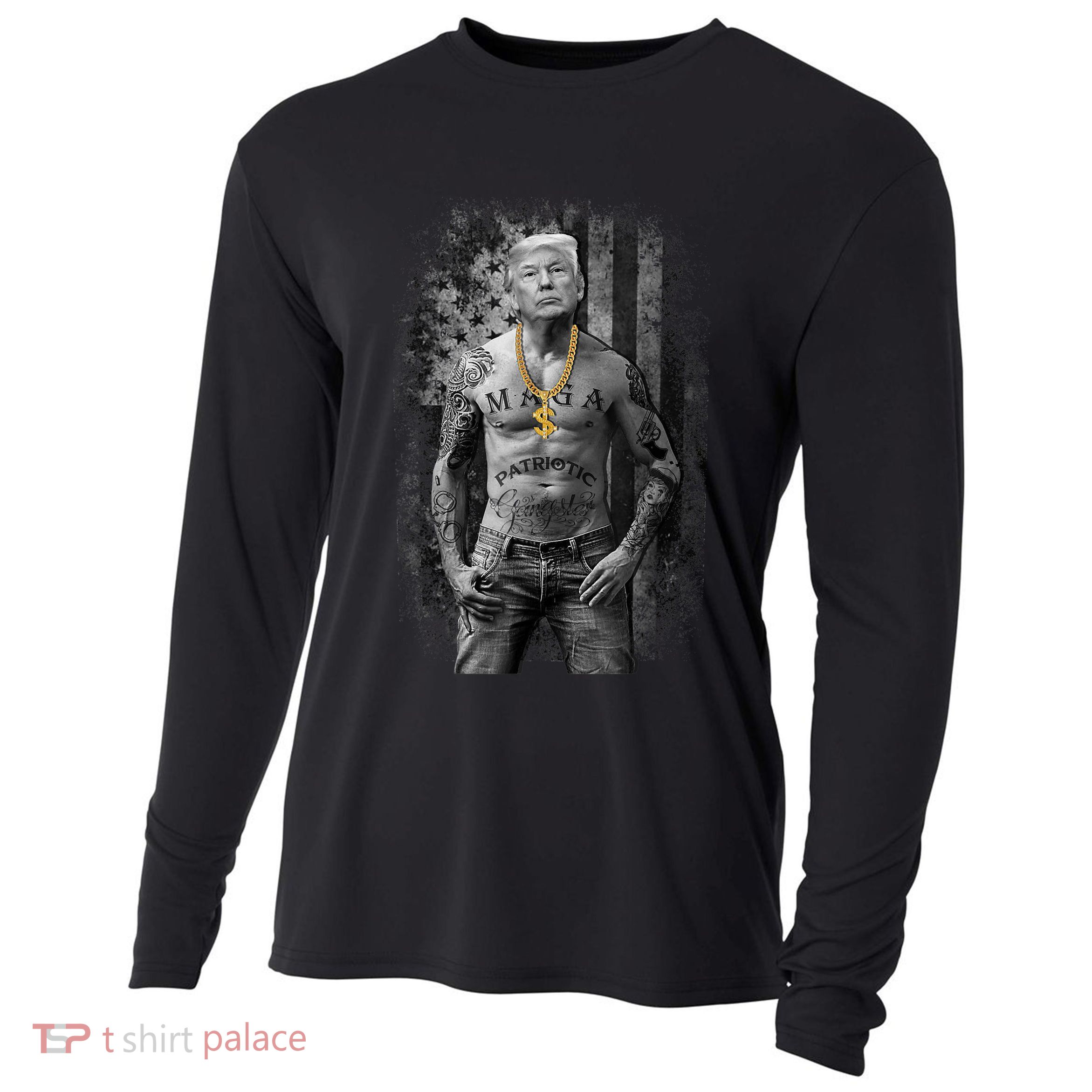 Patriotic Gangster Anti Liberal Pro Trump Republican Gifts Cooling Performance Long Sleeve Crew