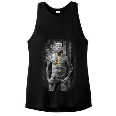 Patriotic Gangster Anti Liberal Pro Trump Republican Gifts Ladies PosiCharge Tri-Blend Wicking Tank