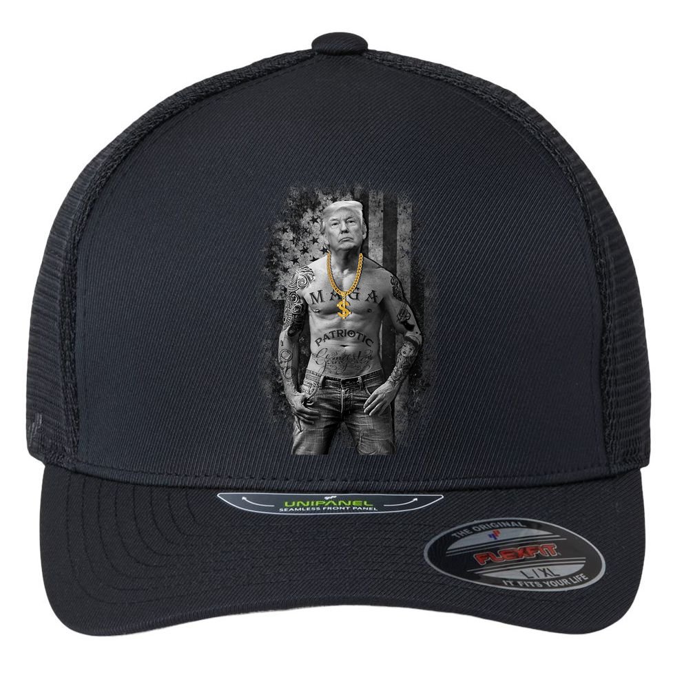 Patriotic Gangster Anti Liberal Pro Trump Republican Gifts Flexfit Unipanel Trucker Cap