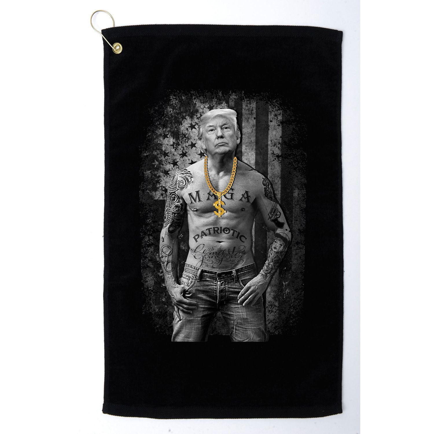 Patriotic Gangster Anti Liberal Pro Trump Republican Gifts Golf Towel