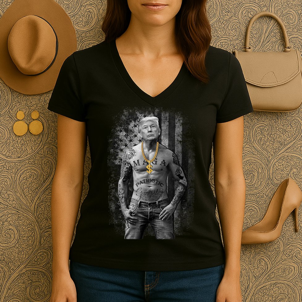 Patriotic Gangster Anti Liberal Pro Trump Republican Gifts Women's V-Neck T-Shirt