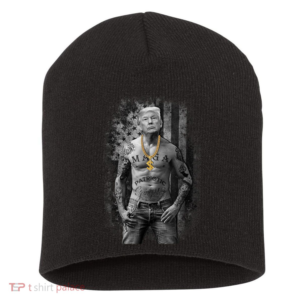 Patriotic Gangster Anti Liberal Pro Trump Republican Gifts Short Acrylic Beanie