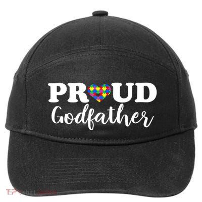 Proud Godfather Autism Awareness Puzzle Autistic Support Gift 7-Panel Snapback Hat
