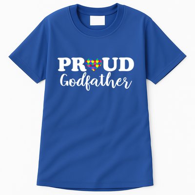 Proud Godfather Autism Awareness Puzzle Autistic Support Gift Tall T-Shirt