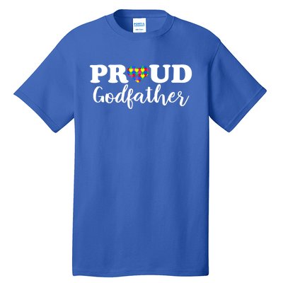 Proud Godfather Autism Awareness Puzzle Autistic Support Gift Tall T-Shirt