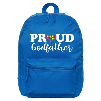 Proud Godfather Autism Awareness Puzzle Autistic Support Gift 16 in Basic Backpack
