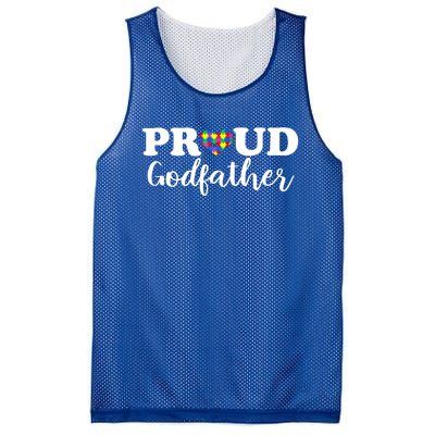 Proud Godfather Autism Awareness Puzzle Autistic Support Gift Mesh Reversible Basketball Jersey Tank