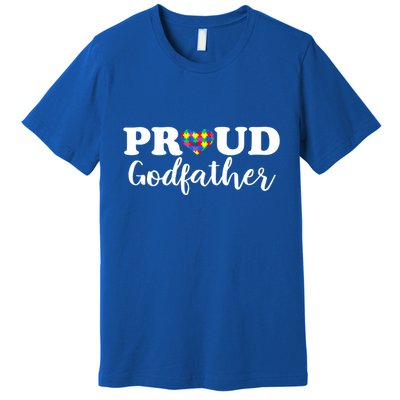 Proud Godfather Autism Awareness Puzzle Autistic Support Gift Premium T-Shirt