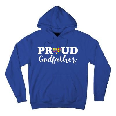 Proud Godfather Autism Awareness Puzzle Autistic Support Gift Tall Hoodie