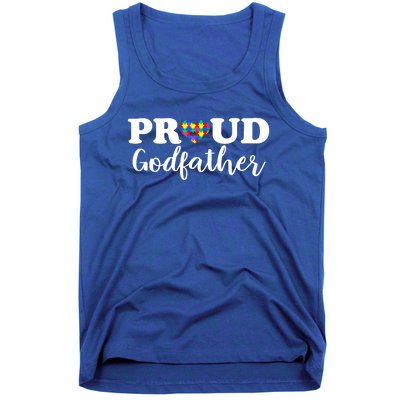 Proud Godfather Autism Awareness Puzzle Autistic Support Gift Tank Top