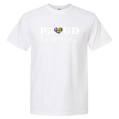 Proud Godfather Autism Awareness Puzzle Autistic Support Gift Garment-Dyed Heavyweight T-Shirt