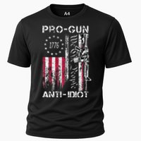 Pro Gun Anti Idiot Vintage Usa Flag 2nd Amendment Cooling Performance Crew T-Shirt