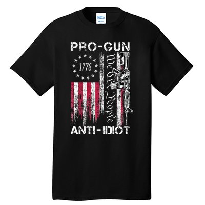 Pro Gun Anti Idiot Vintage Usa Flag 2nd Amendment Tall T-Shirt