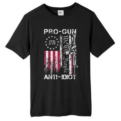 Pro Gun Anti Idiot Vintage Usa Flag 2nd Amendment Tall Fusion ChromaSoft Performance T-Shirt