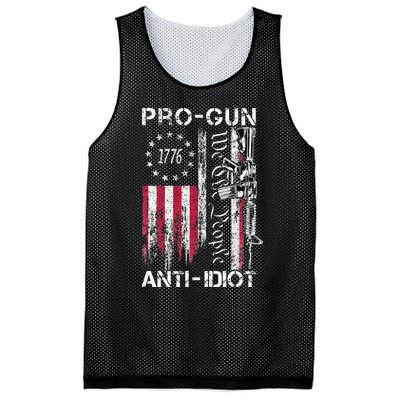 Pro Gun Anti Idiot Vintage Usa Flag 2nd Amendment Mesh Reversible Basketball Jersey Tank