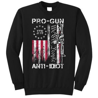 Pro Gun Anti Idiot Vintage Usa Flag 2nd Amendment Tall Sweatshirt