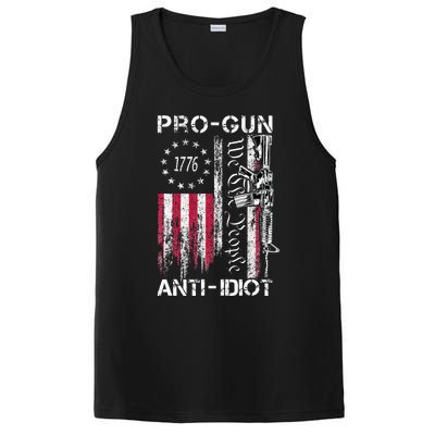 Pro Gun Anti Idiot Vintage Usa Flag 2nd Amendment PosiCharge Competitor Tank