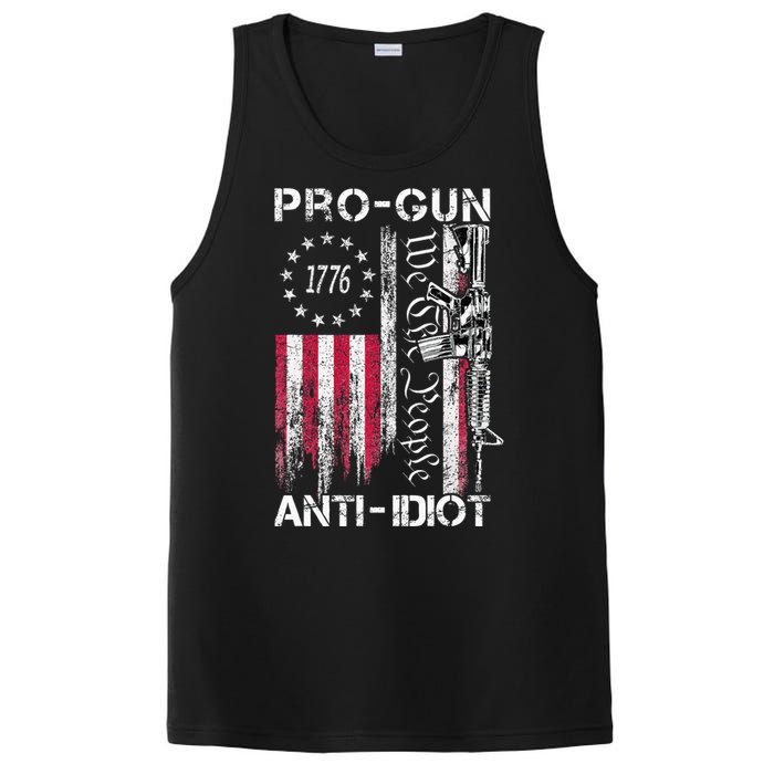 Pro Gun Anti Idiot Vintage Usa Flag 2nd Amendment PosiCharge Competitor Tank