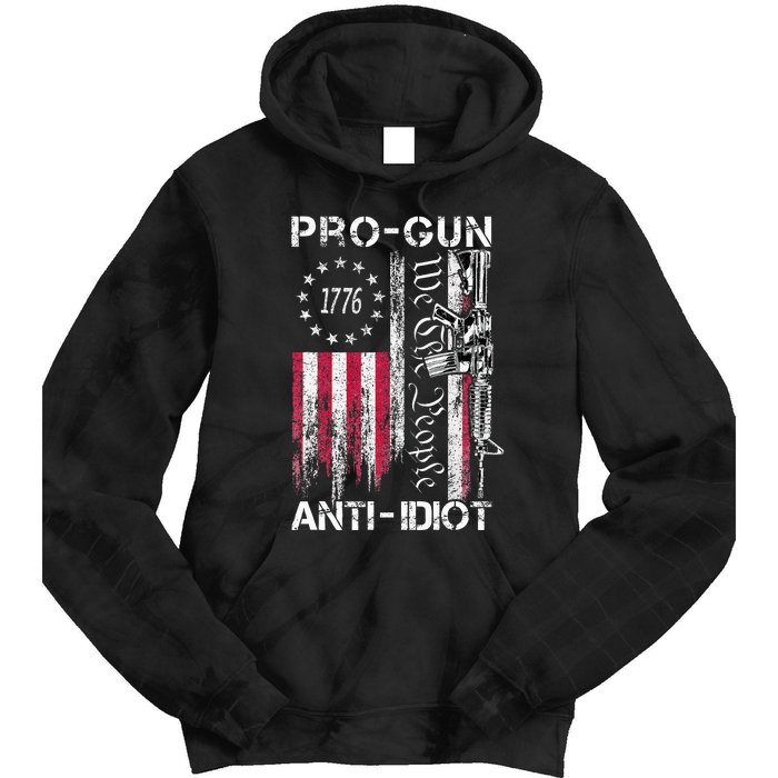 Pro Gun Anti Idiot Vintage Usa Flag 2nd Amendment Tie Dye Hoodie