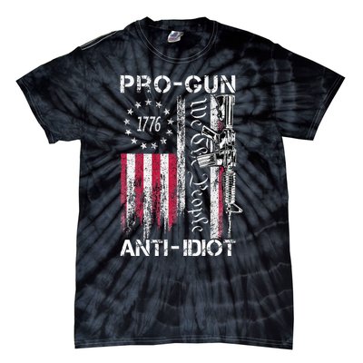 Pro Gun Anti Idiot Vintage Usa Flag 2nd Amendment Tie-Dye T-Shirt