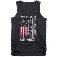 Pro Gun Anti Idiot Vintage Usa Flag 2nd Amendment Tank Top