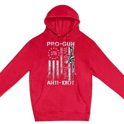 Pro Gun Anti Idiot Vintage Usa Flag 2nd Amendment Premium Pullover Hoodie