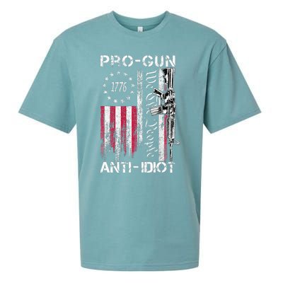 Pro Gun Anti Idiot Vintage Usa Flag 2nd Amendment Sueded Cloud Jersey T-Shirt