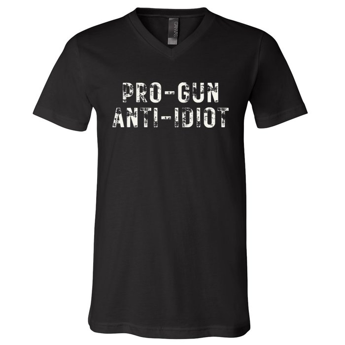 Pro Gun Anti Idiot V-Neck T-Shirt