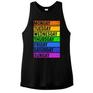 Pride Gay Agenda Love Lgbt Mongay Tuesgay Funny Pride Month Ladies PosiCharge Tri-Blend Wicking Tank