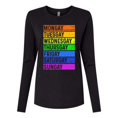 Pride Gay Agenda Love Lgbt Mongay Tuesgay Funny Pride Month Womens Cotton Relaxed Long Sleeve T-Shirt