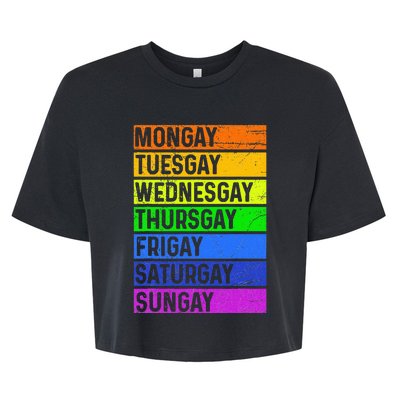 Pride Gay Agenda Love Lgbt Mongay Tuesgay Funny Pride Month Bella+Canvas Jersey Crop Tee