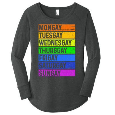 Pride Gay Agenda Love Lgbt Mongay Tuesgay Funny Pride Month Women's Perfect Tri Tunic Long Sleeve Shirt