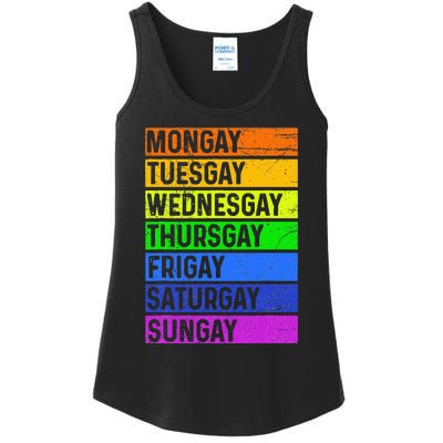 Pride Gay Agenda Love Lgbt Mongay Tuesgay Funny Pride Month Ladies Essential Tank