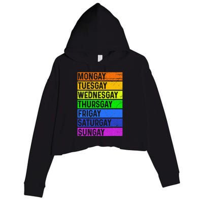 Pride Gay Agenda Love Lgbt Mongay Tuesgay Funny Pride Month Crop Fleece Hoodie