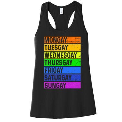 Pride Gay Agenda Love Lgbt Mongay Tuesgay Funny Pride Month Women's Racerback Tank