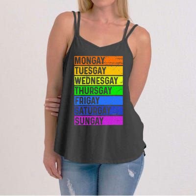 Pride Gay Agenda Love Lgbt Mongay Tuesgay Funny Pride Month Women's Strappy Tank